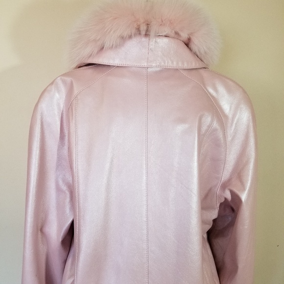 SOLD Henig Furs Pearlescent Pink Leather Fur Coat - Picture 4 of 8